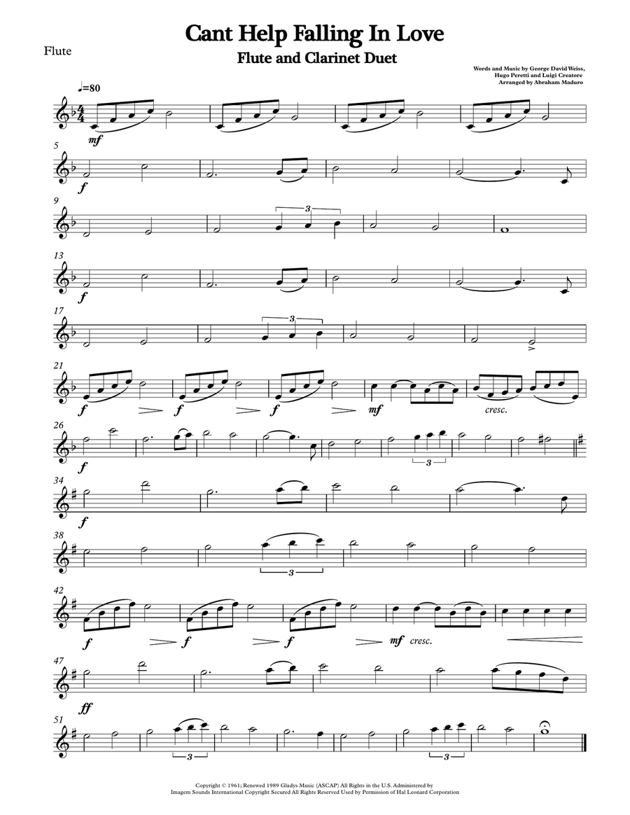 Can't Help Falling In Love Woodwind Duet scores gallery preview page 5