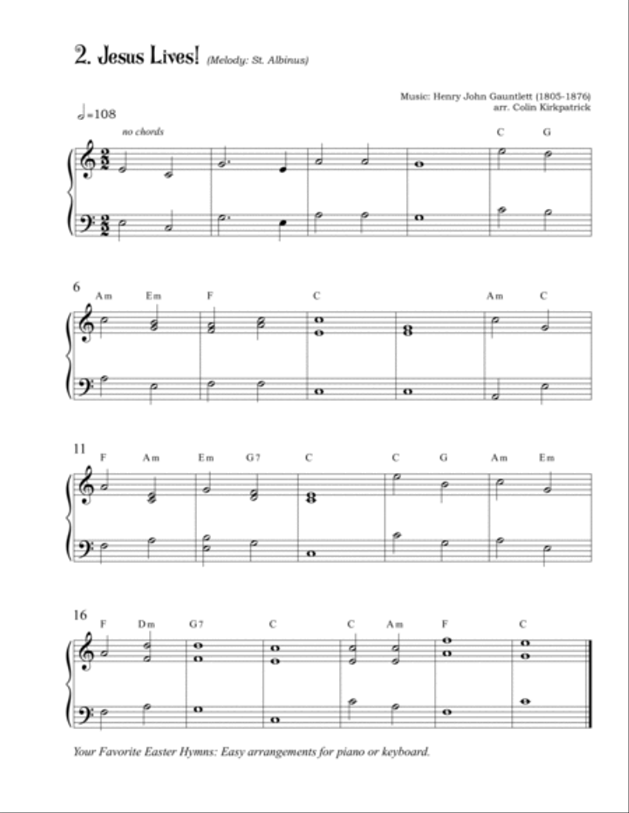 Your Favorite Easter Hymns: 24 easy arrangements for piano or keyboard Easy Piano scores gallery preview page 4