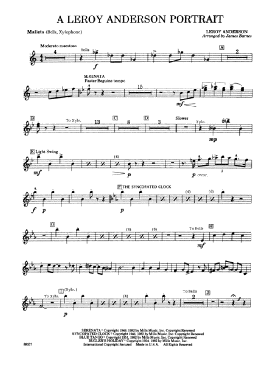Leroy Anderson Portrait: Mallets Concert Band scores gallery preview page 1