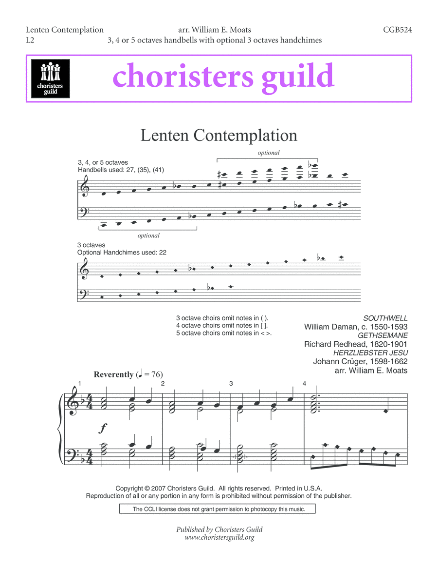 Lenten Contemplation Lenten Contemplation Handbell Choir scores gallery preview page 1