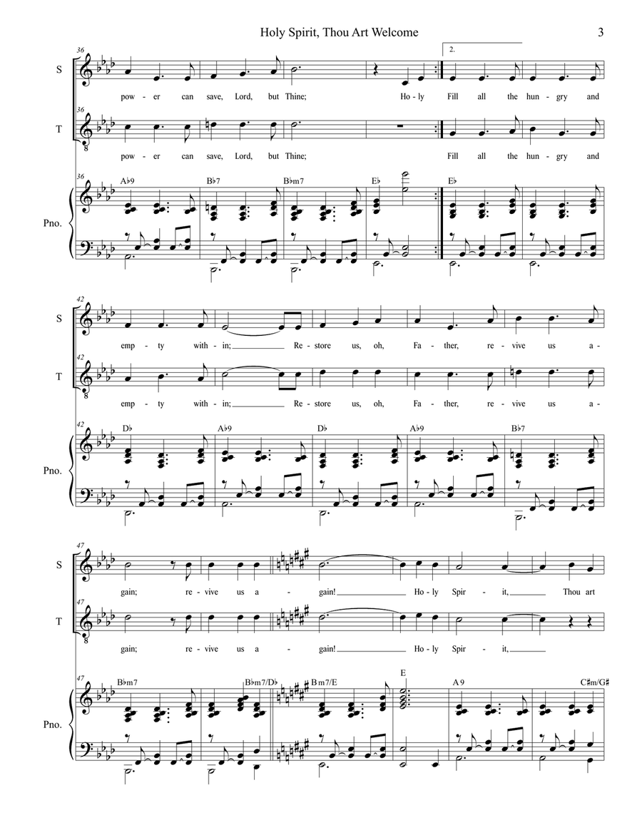 Holy Spirit, Thou Art Welcome Vocal Duet scores gallery preview page 3