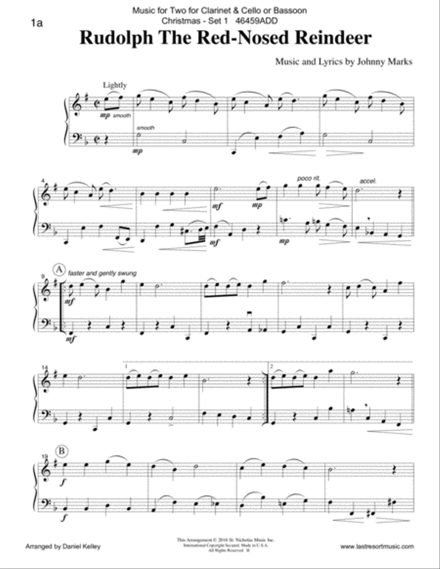 Christmas Duets for Clarinet and Cello or Clarinet & Bassoon - Set 1 - Music for Two Woodwind Ensemble scores gallery preview page 4