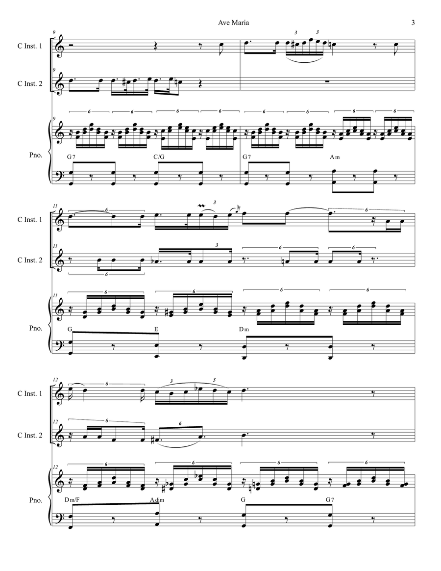 Ave Maria (Duet for C-Instruments) Woodwind Duet scores gallery preview page 3