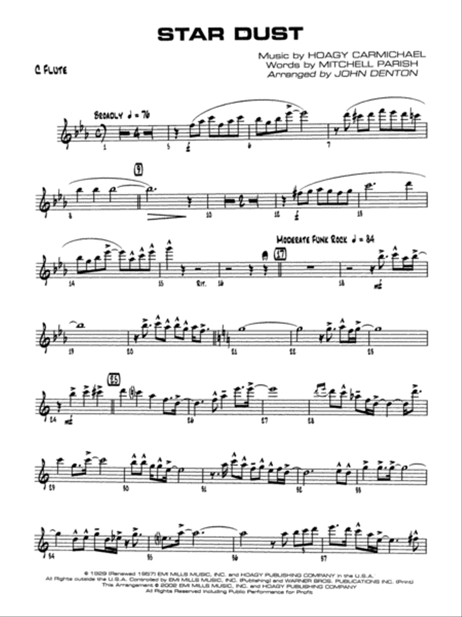 Star Dust: Flute Jazz Ensemble scores gallery preview page 1