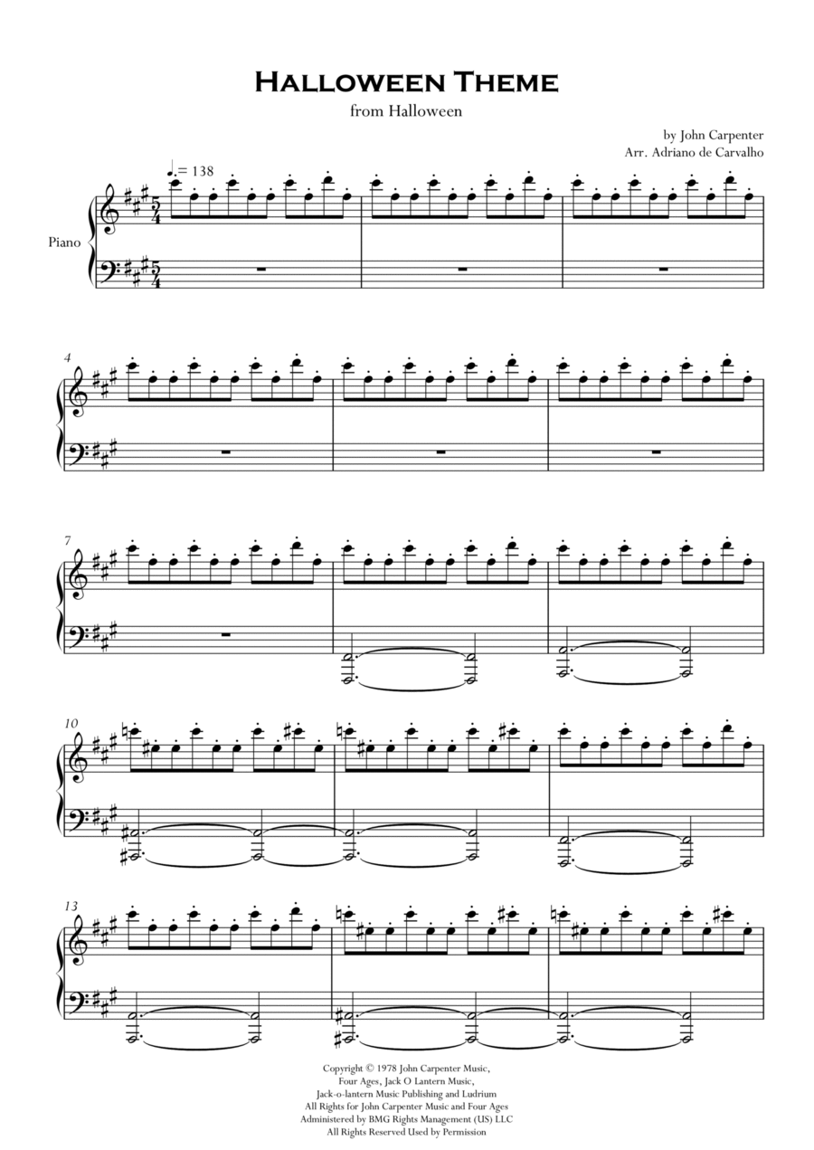 Halloween Theme Piano Solo scores gallery preview page 1