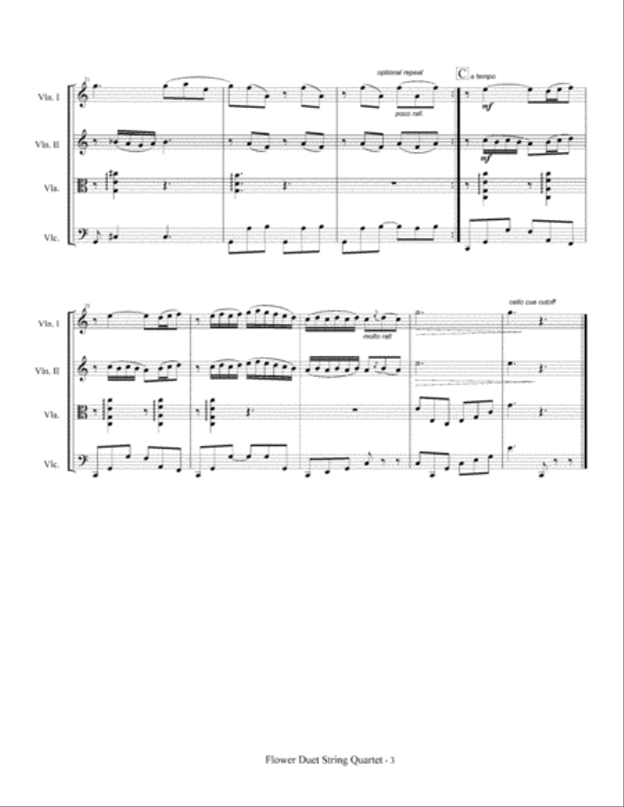 Flower Duet from Lakme (String Quartet) String Quartet scores gallery preview page 4