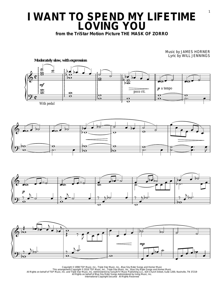 I Want To Spend My Lifetime Loving You Piano Solo scores gallery preview page 1