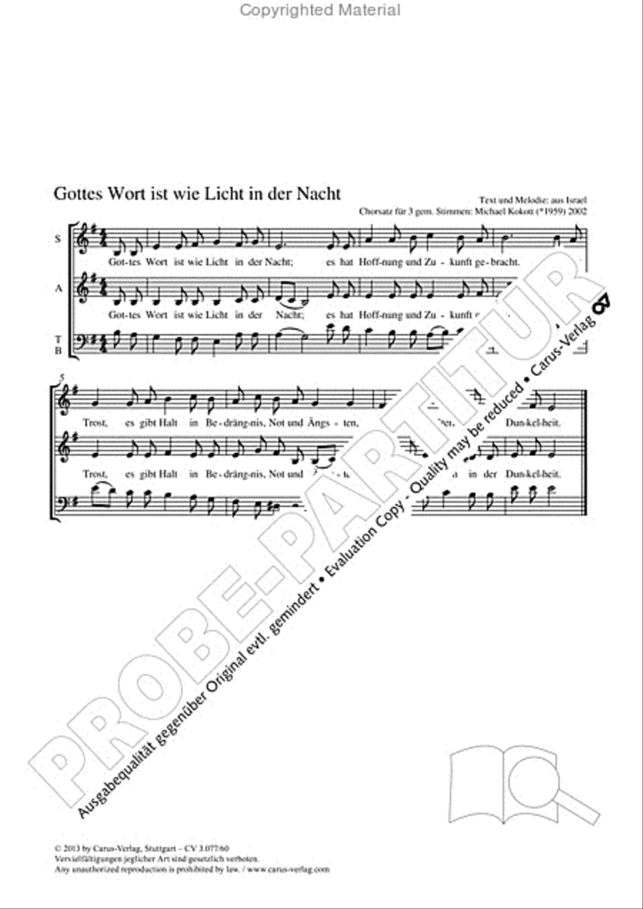 Gottes Wort ist wie Licht in der Nacht 3-Part scores gallery preview page 2