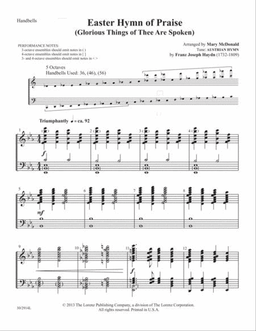 Easter Hymn of Praise - Brass and Handbells Score and Parts 5-Octaves scores gallery preview page 2