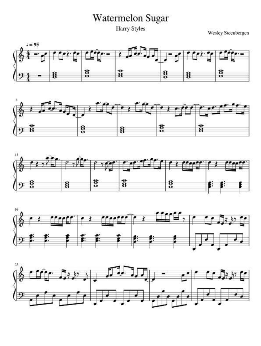 Watermelon Sugar Watermelon Sugar Easy Piano scores gallery preview page 1