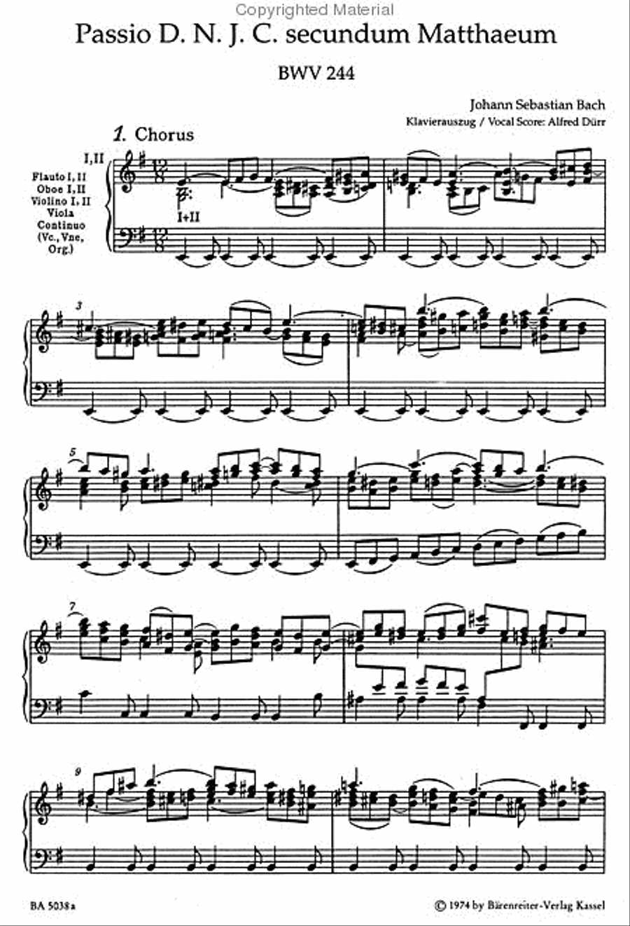 Matthaus-Passion BWV 244 4-Part scores gallery preview page 2