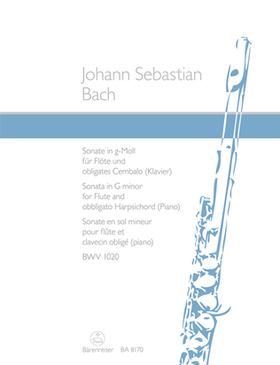 Book cover for Sonata for Flute and Harpsichord obbligato (Piano) g minor BWV 1020