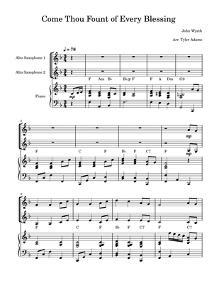 Come Thou Fount of Every Blessing (Alto Sax Duet)