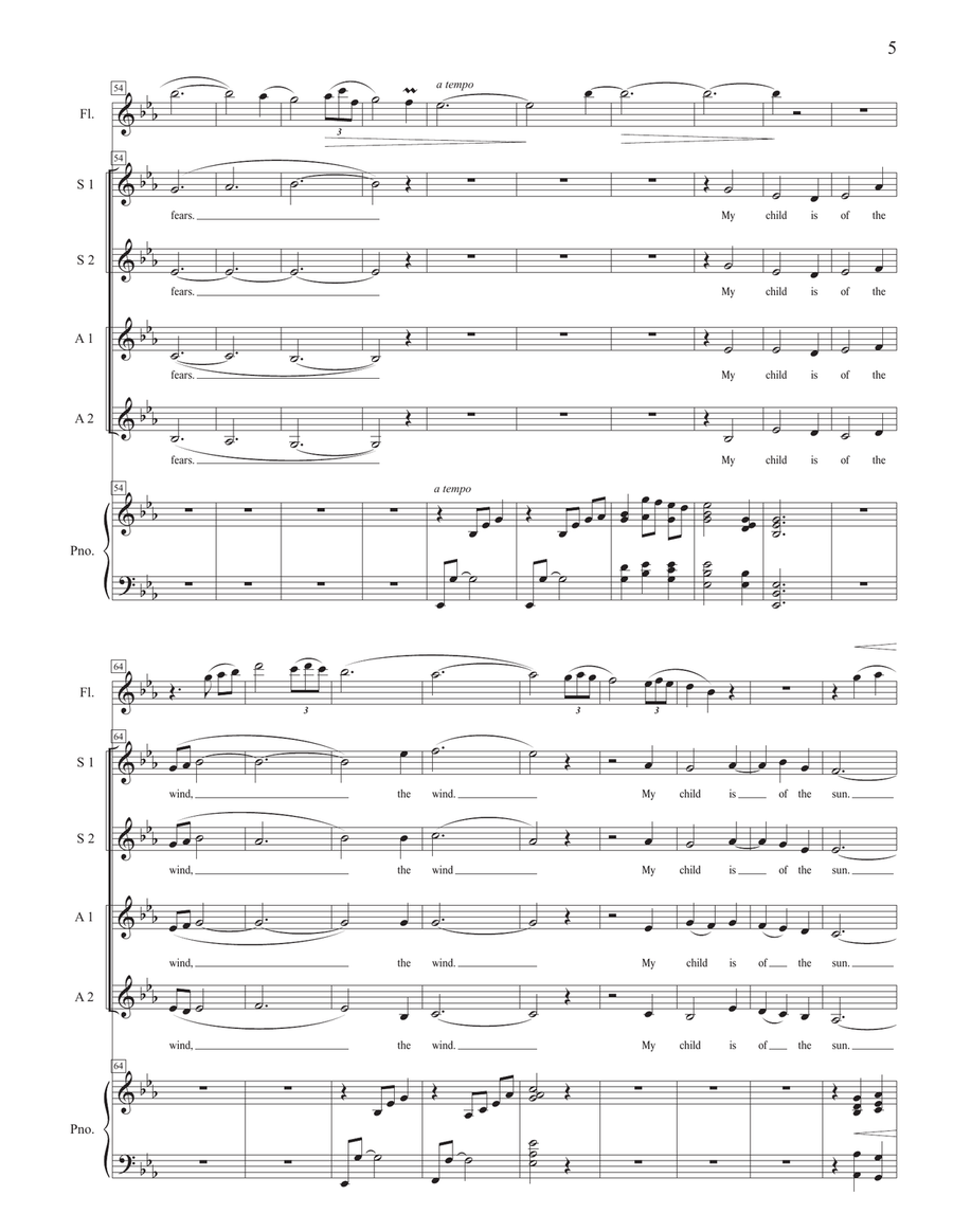 My Child - SSAA with piano and flute accompaniment SSAA scores gallery preview page 5