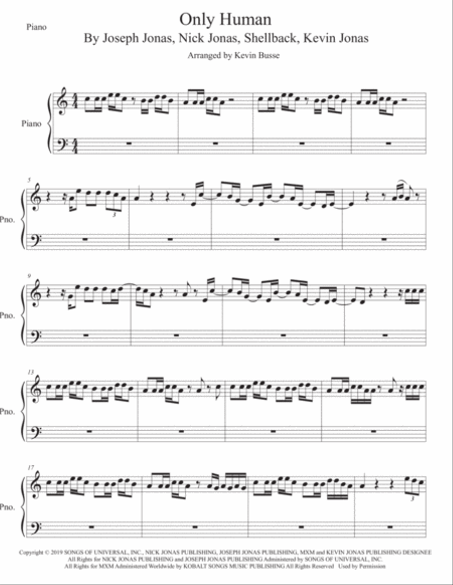 Only Human Only Human Easy Piano scores gallery preview page 1