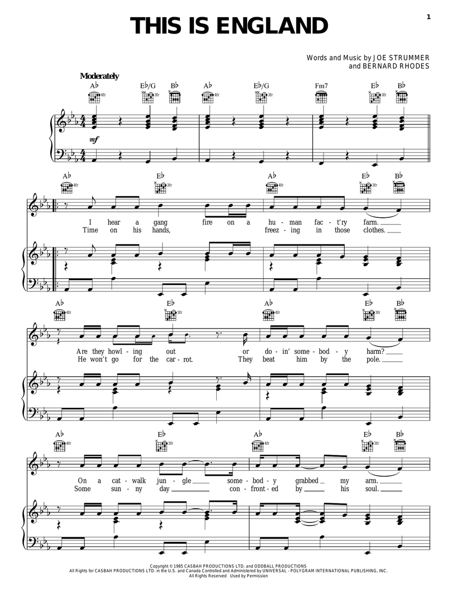 This Is England Piano, Vocal, Guitar scores gallery preview page 1