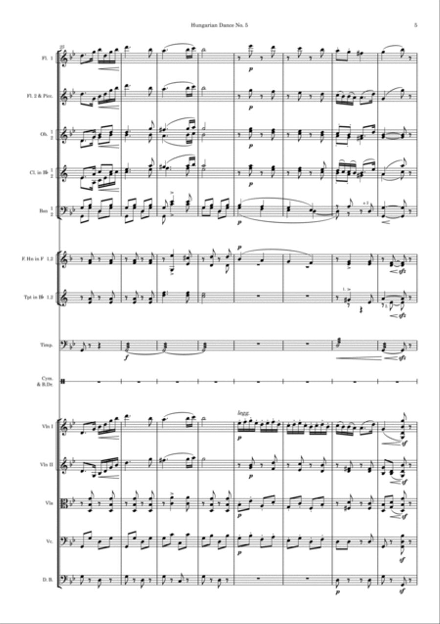 Brahms Hungarian Dances 5 & 6 Full Orchestra scores gallery preview page 5