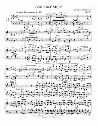 Book cover for Piano Sonata No. 22 In F Major, Op. 54