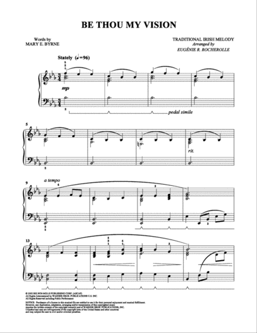Be Thou My Vision Easy Piano scores gallery preview page 1