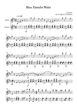 Blue Danube Waltz, Johann Strauss Jr., For Violin & Guitar
