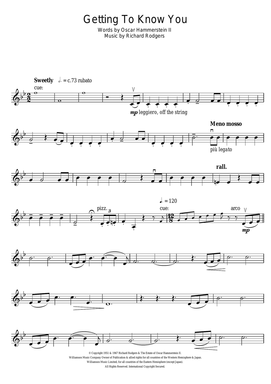 Getting To Know You (from The King And I) Violin Solo scores gallery preview page 1