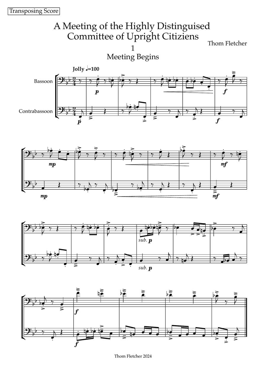 A Meeting of the Highly Distinguished Committee of Upright Citizens Woodwind Duet scores gallery preview page 4