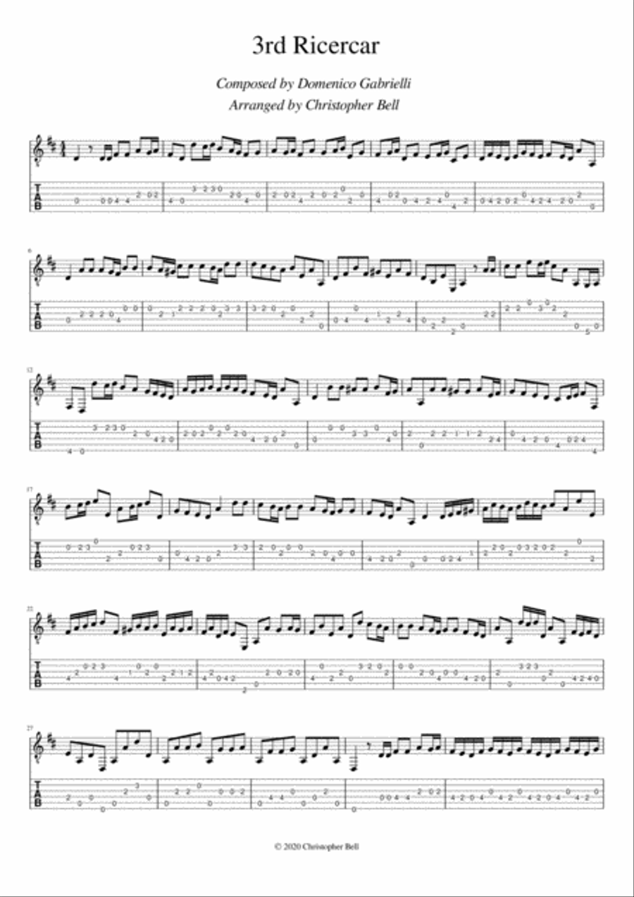 Ricercar No. 3 Classical Guitar scores gallery preview page 1