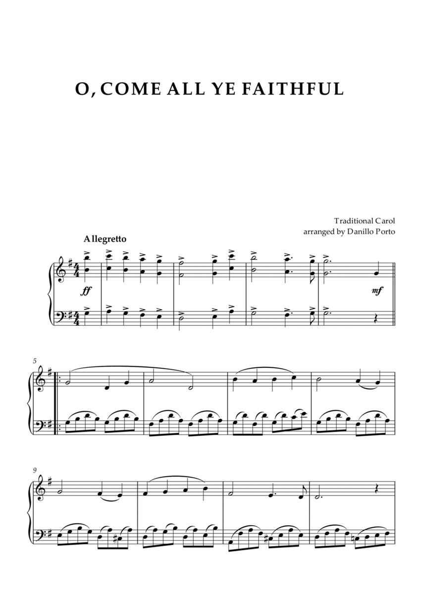 O, Come All Ye Faithful - Piano Score image number null