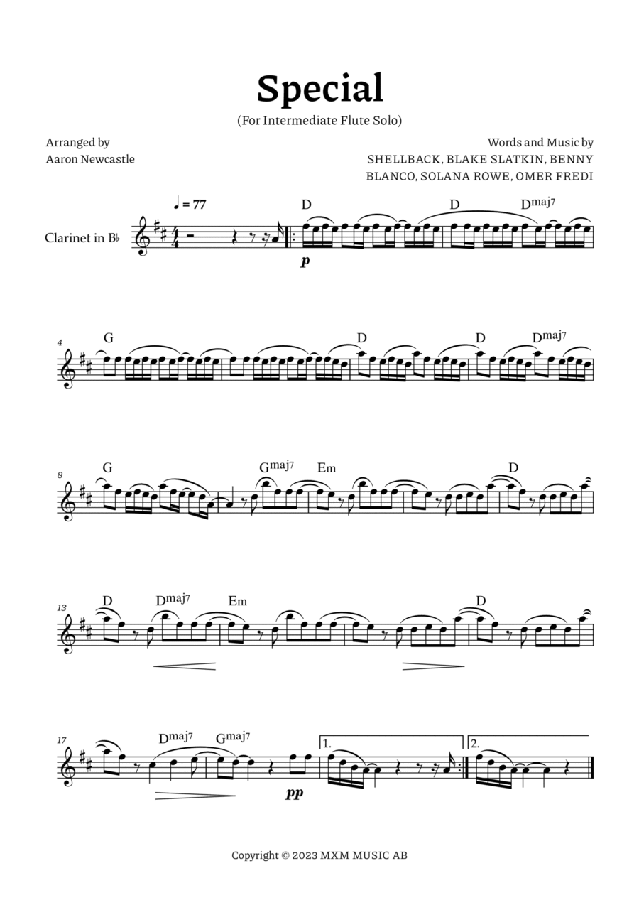 Special B-Flat Clarinet scores gallery preview page 1