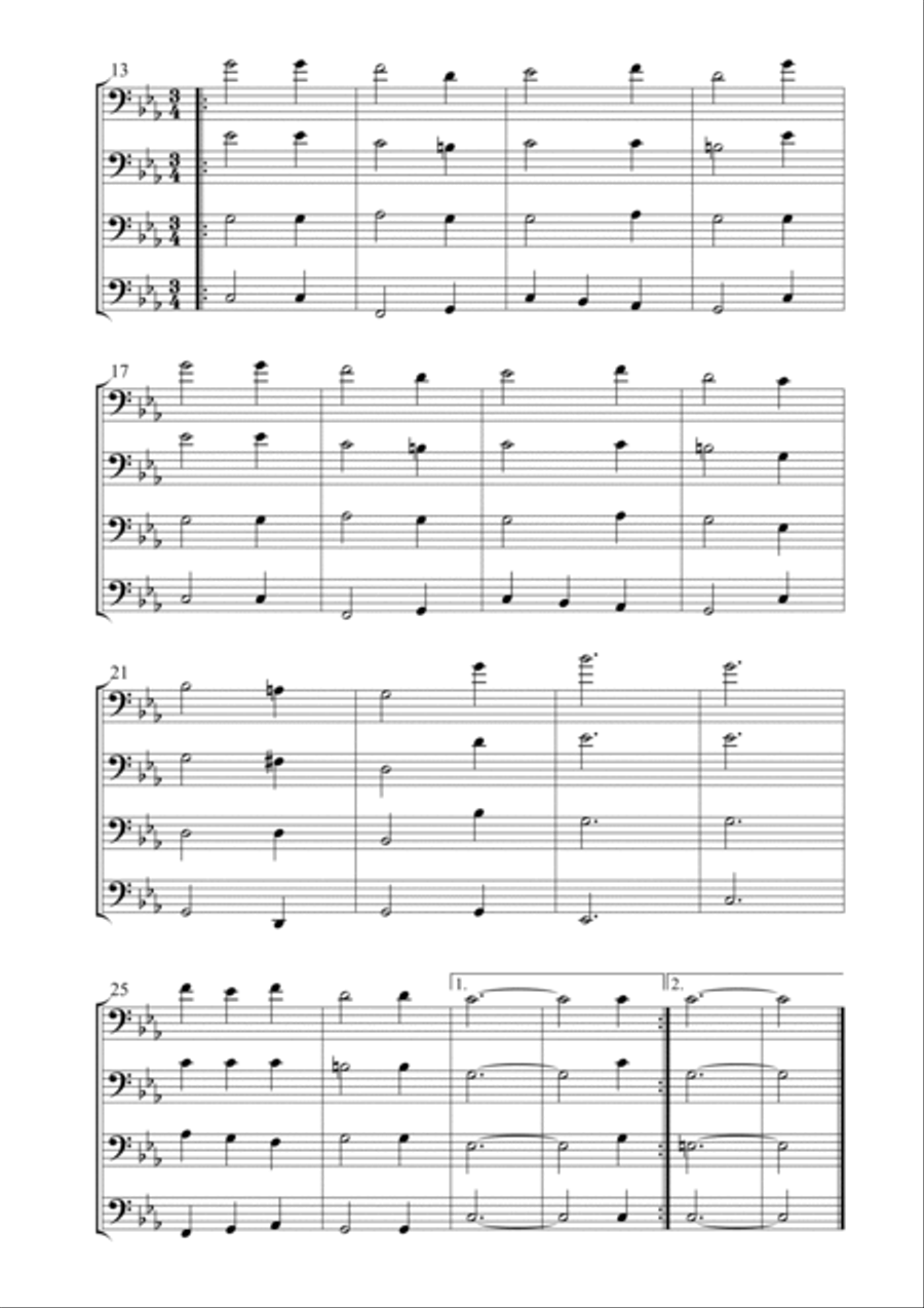 Es geht ein dunkle Wolk herein (A dark cloud enters) for Trombone Quartet Brass Quartet scores gallery preview page 3