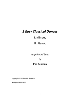 Book cover for 2 Easy Classical Dances- harpsichord solos