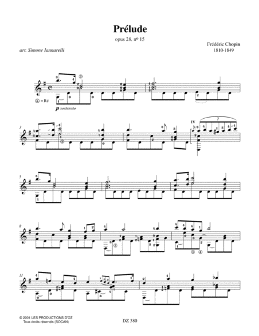 Prélude, opus 28, no 15 Prélude, opus 28, no 15 Classical Guitar scores gallery preview page 3
