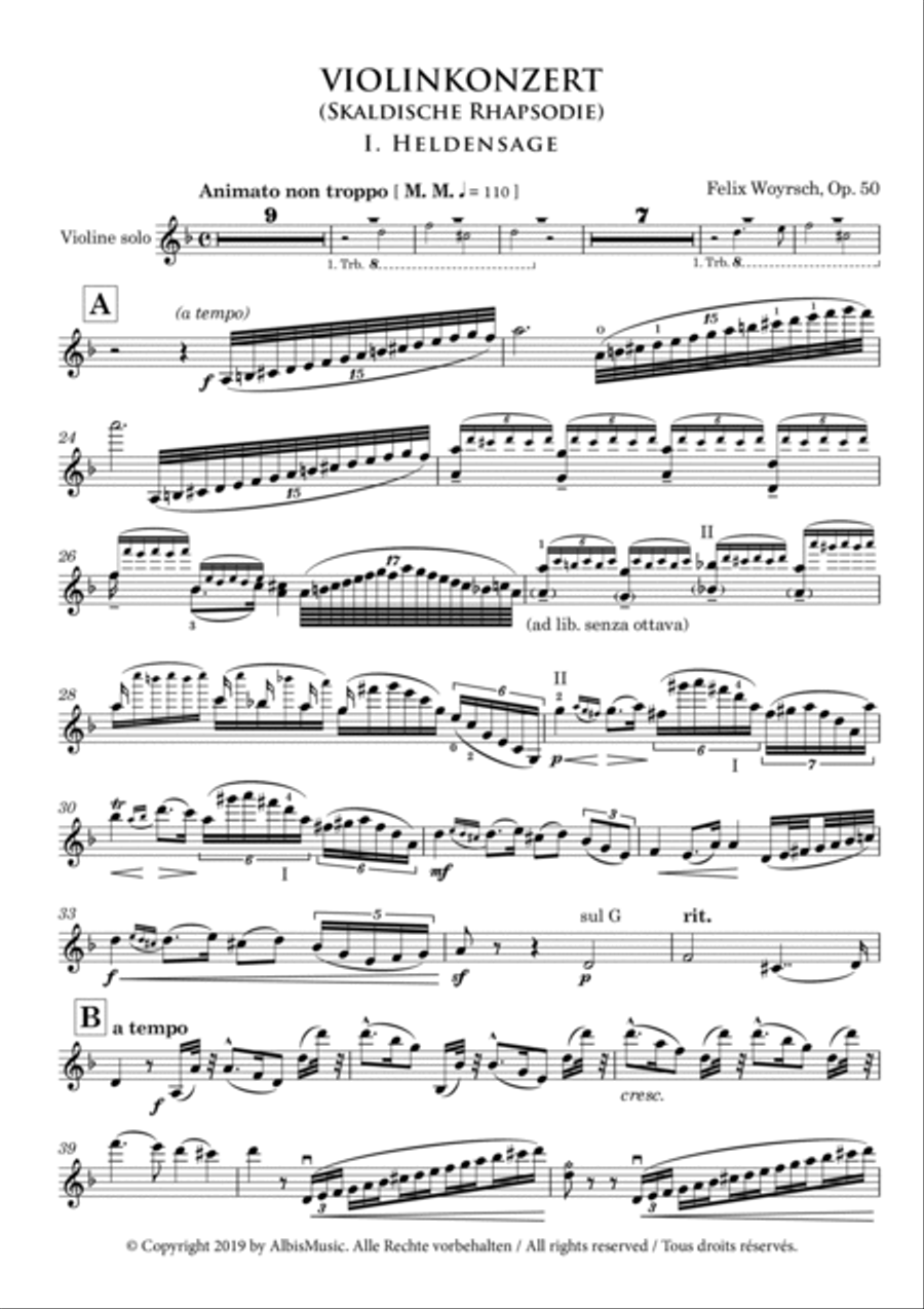 Skaldische Rhapsodie, Violinkonzert op. 50 Violin Solo scores gallery preview page 3