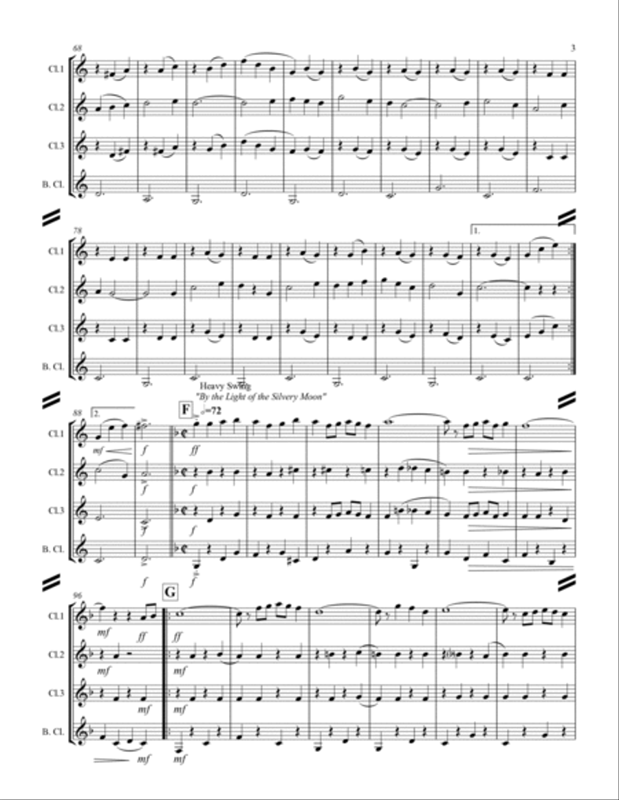 Sing-along Medley #1 (for Clarinet Quartet) (F Concert Version) Clarinet Quartet scores gallery preview page 4