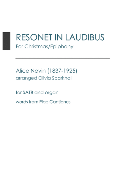 Resonet in Laudibus for SATB+organ by Alice Nevin image number null