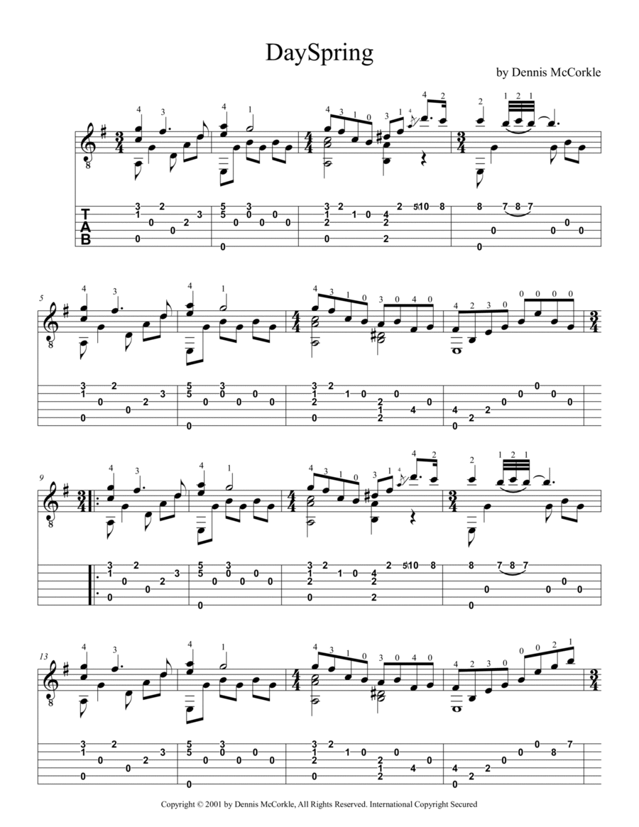 Dayspring Acoustic Guitar scores gallery preview page 1