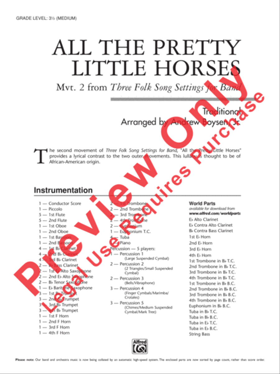 All the Pretty Little Horses Concert Band scores gallery preview page 2
