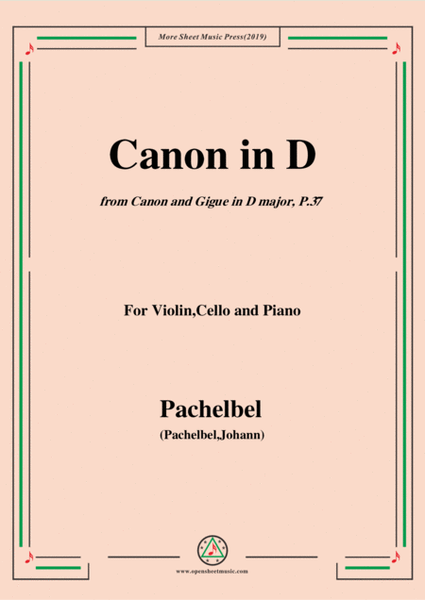 Pachelbel-Canon in D,P.37,No.1,for Violin,Cello and Piano image number null