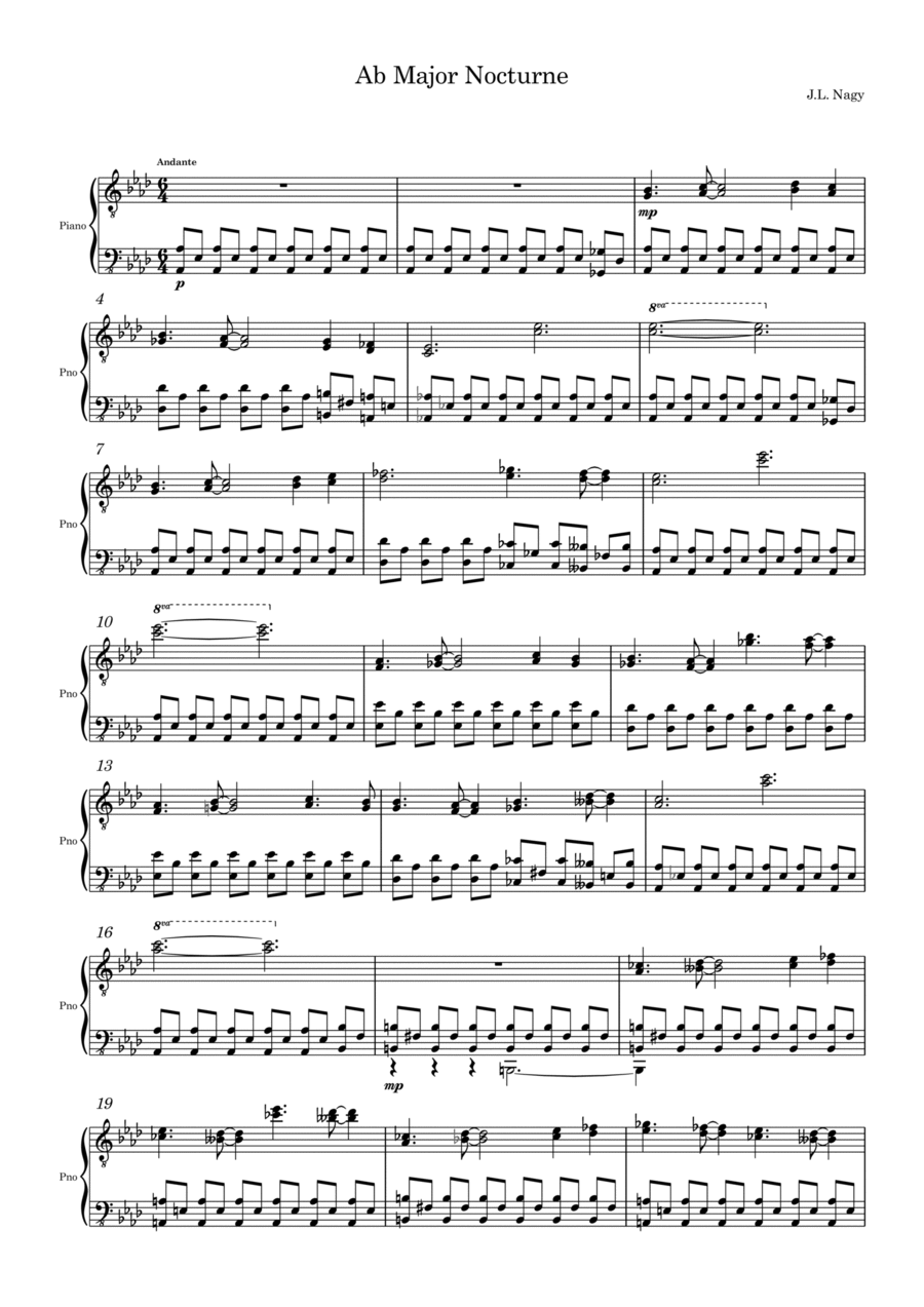 Ab-Major Nocturne Piano Solo scores gallery preview page 1