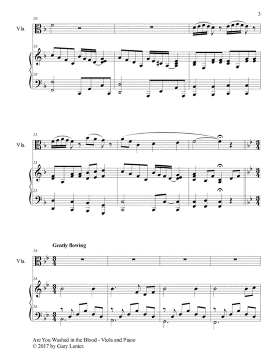 ARE YOU WASHED IN THE BLOOD (Duet - Viola & Piano with Score/Part) image number null