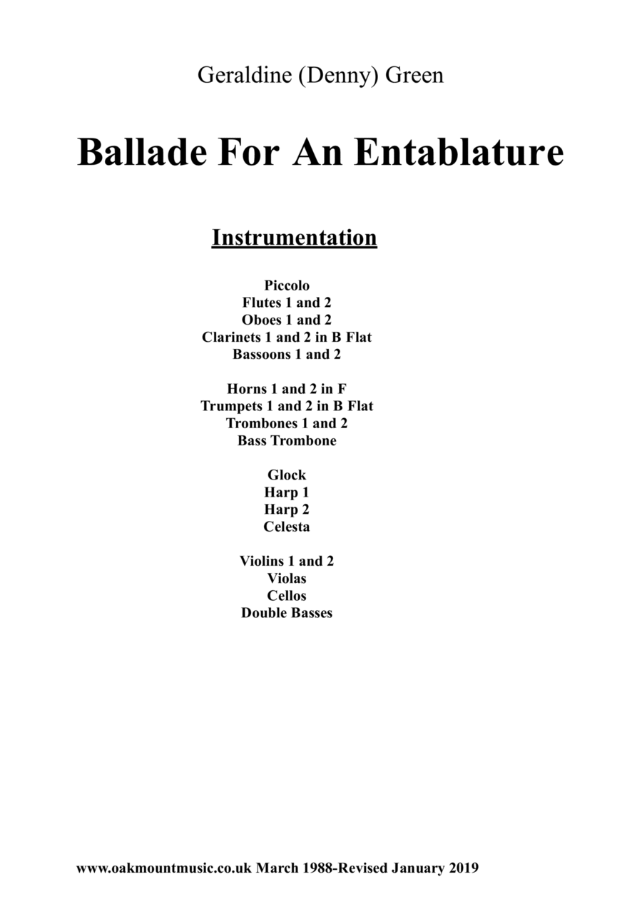 Ballade For An Entablature Full Orchestra scores gallery preview page 1