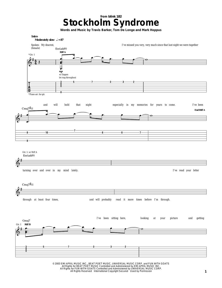 Stockholm Syndrome Electric Guitar scores gallery preview page 1