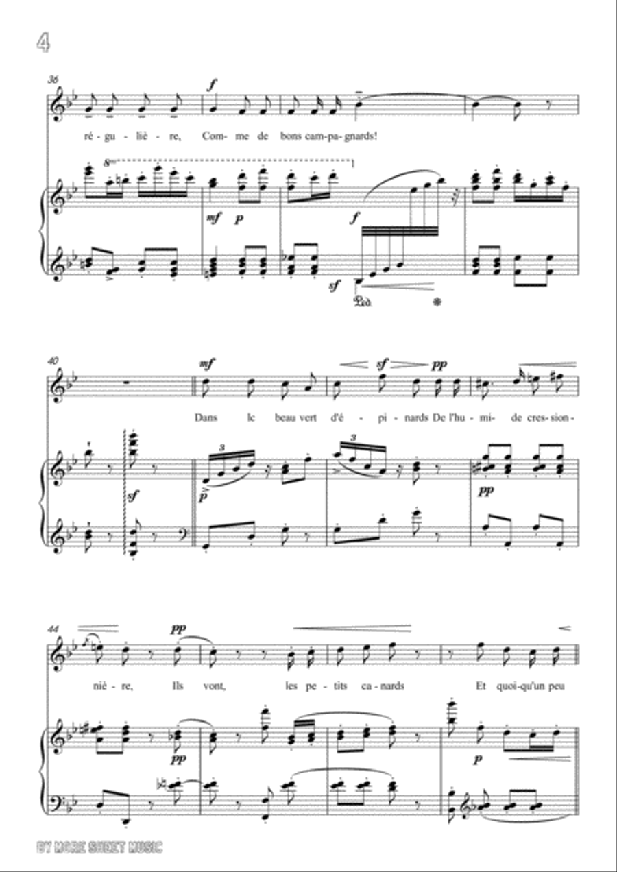 Chabrier-Villanelle des petits canards in B flat Major,for voice and piano Voice Solo scores gallery preview page 6
