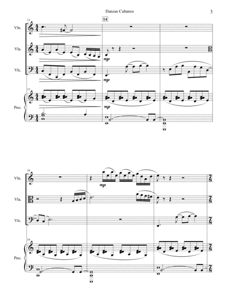 Danzas Cubanos, for piano quartet image number null