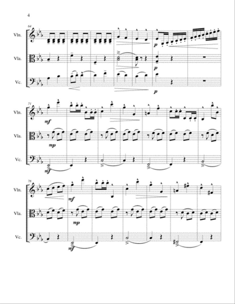 String Trio No 1 in C minor, Op 3 Mvmt 4 String Trio scores gallery preview page 4