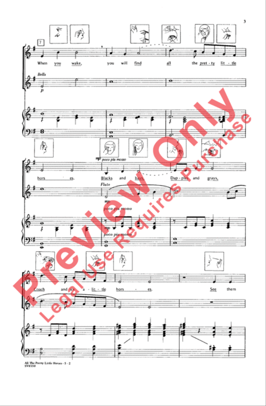 All the Pretty Little Horses Unison Choir scores gallery preview page 3