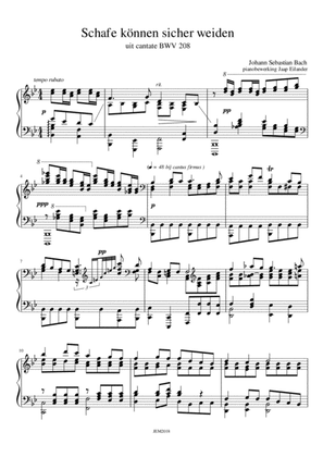 Book cover for J. S. Bach, Schafe können sicher weiden BWV 208, arrangment / transcription for piano by Jaap Eilan