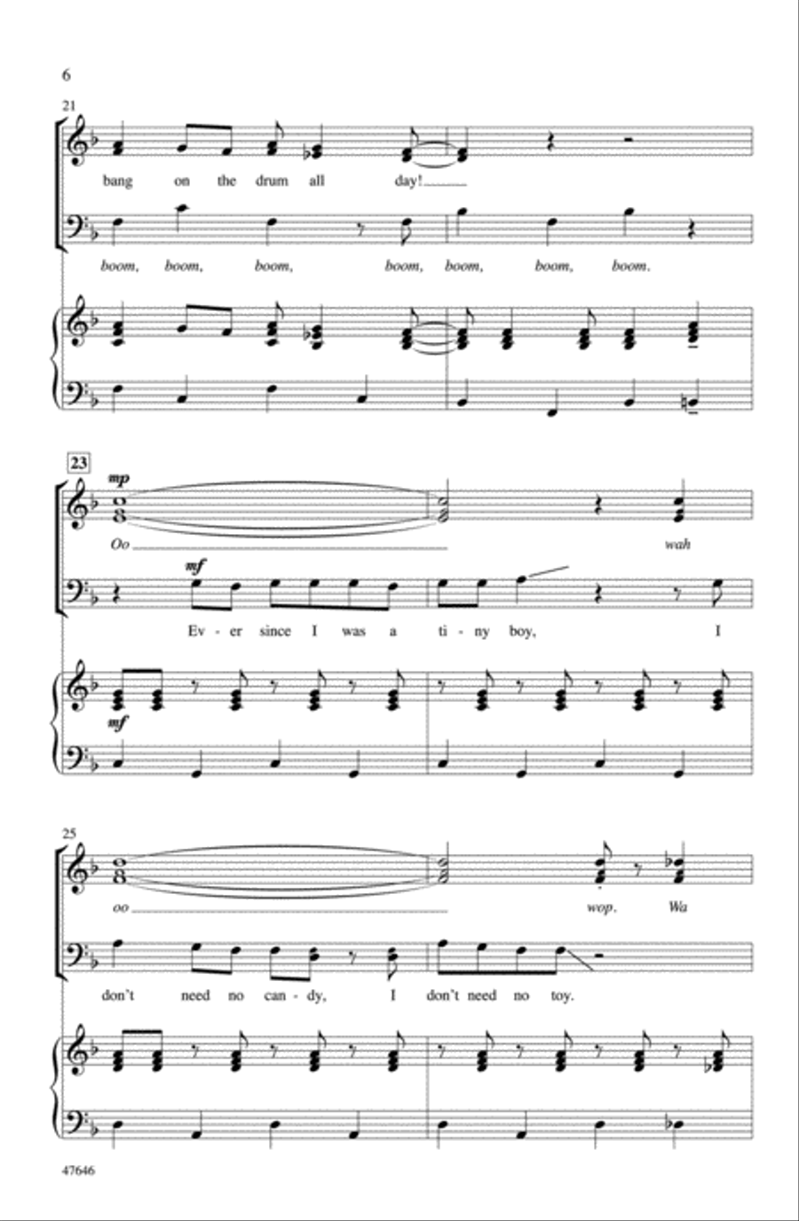 Bang the Drum All Day Choir scores gallery preview page 5