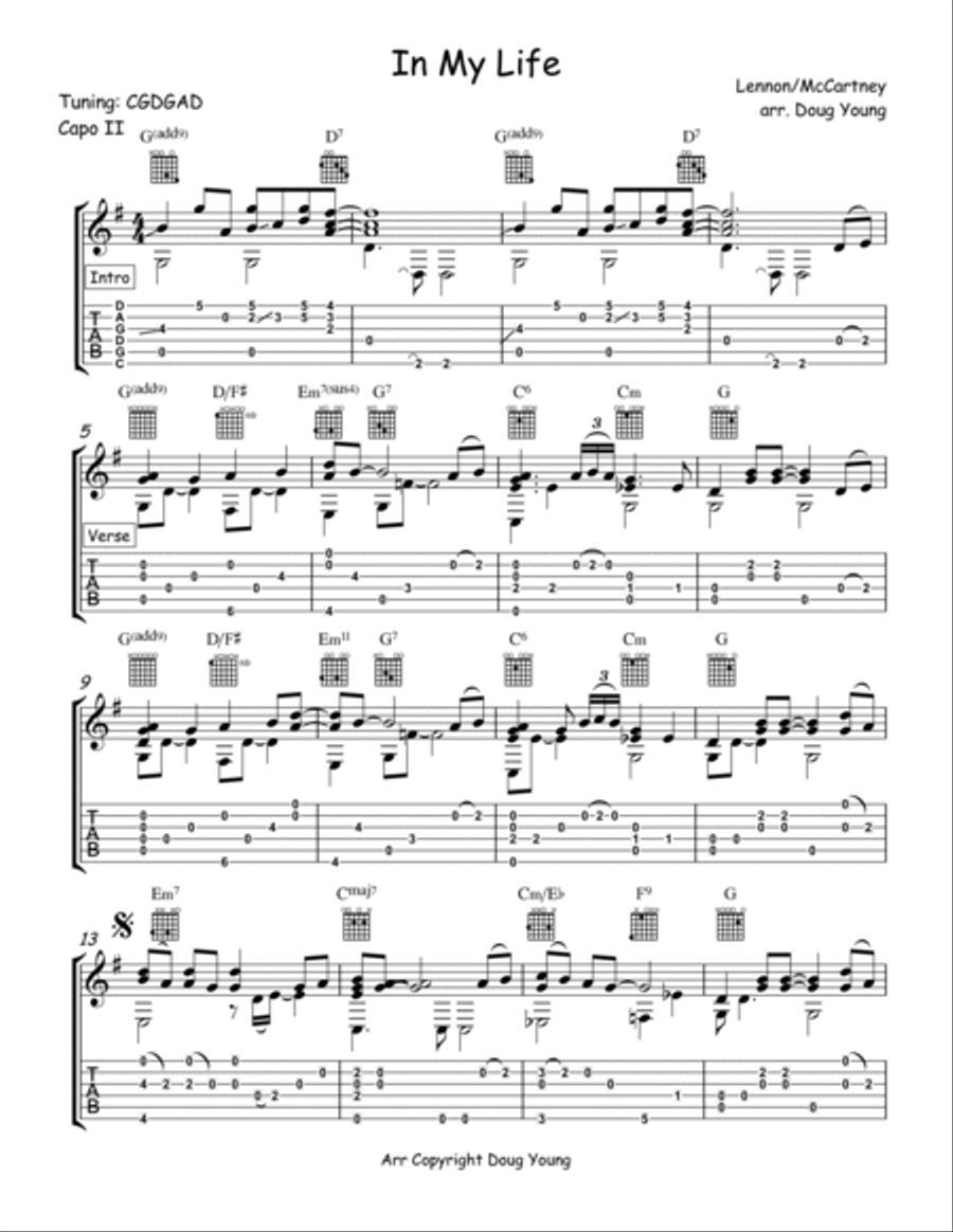 In My Life Guitar Tablature scores gallery preview page 2