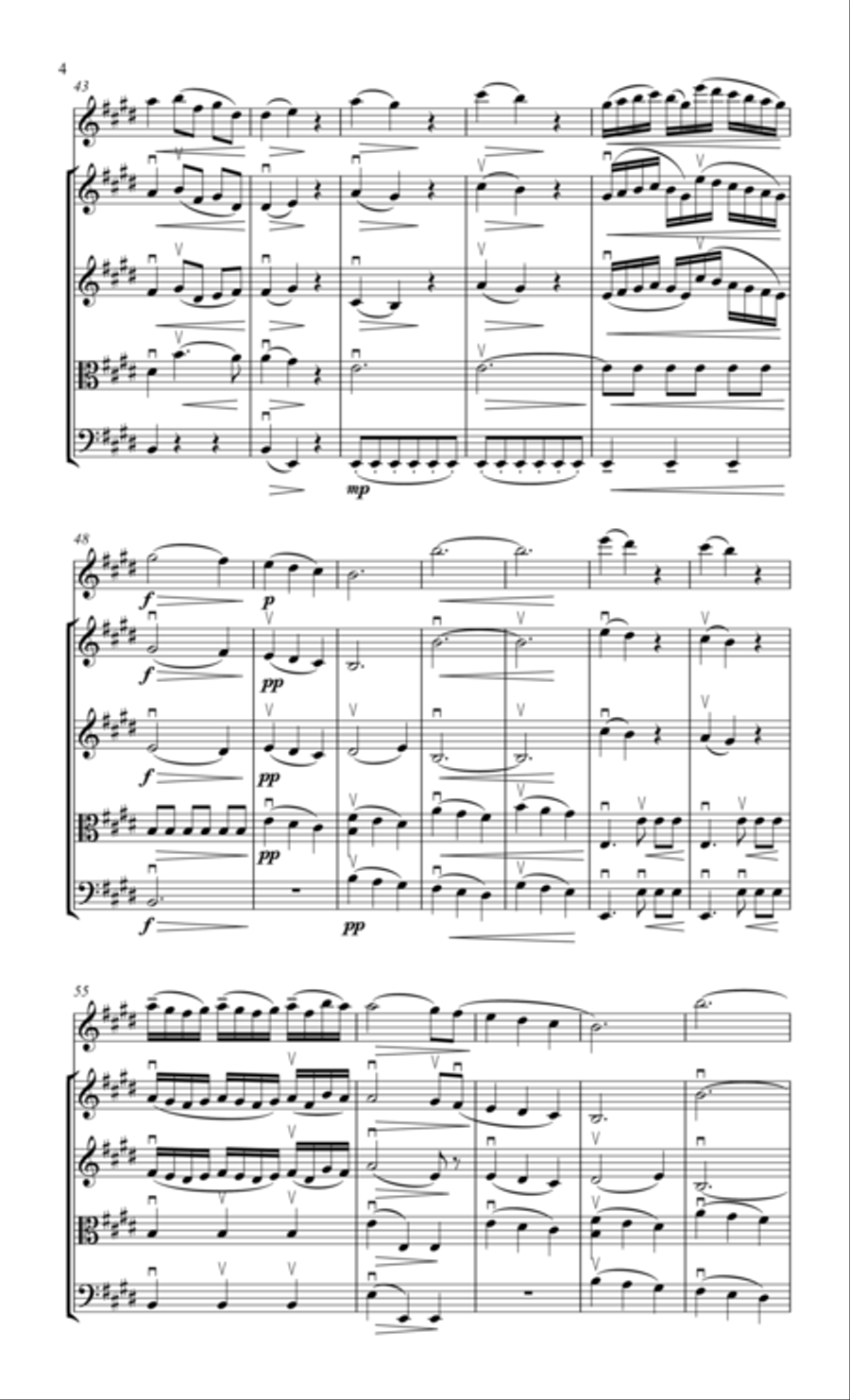 Quintet for flute & string quartet Chamber Orchestra scores gallery preview page 5